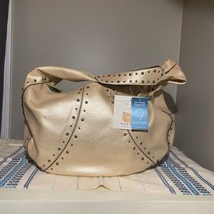NWT Nine West Metallic Gold slouchy bag